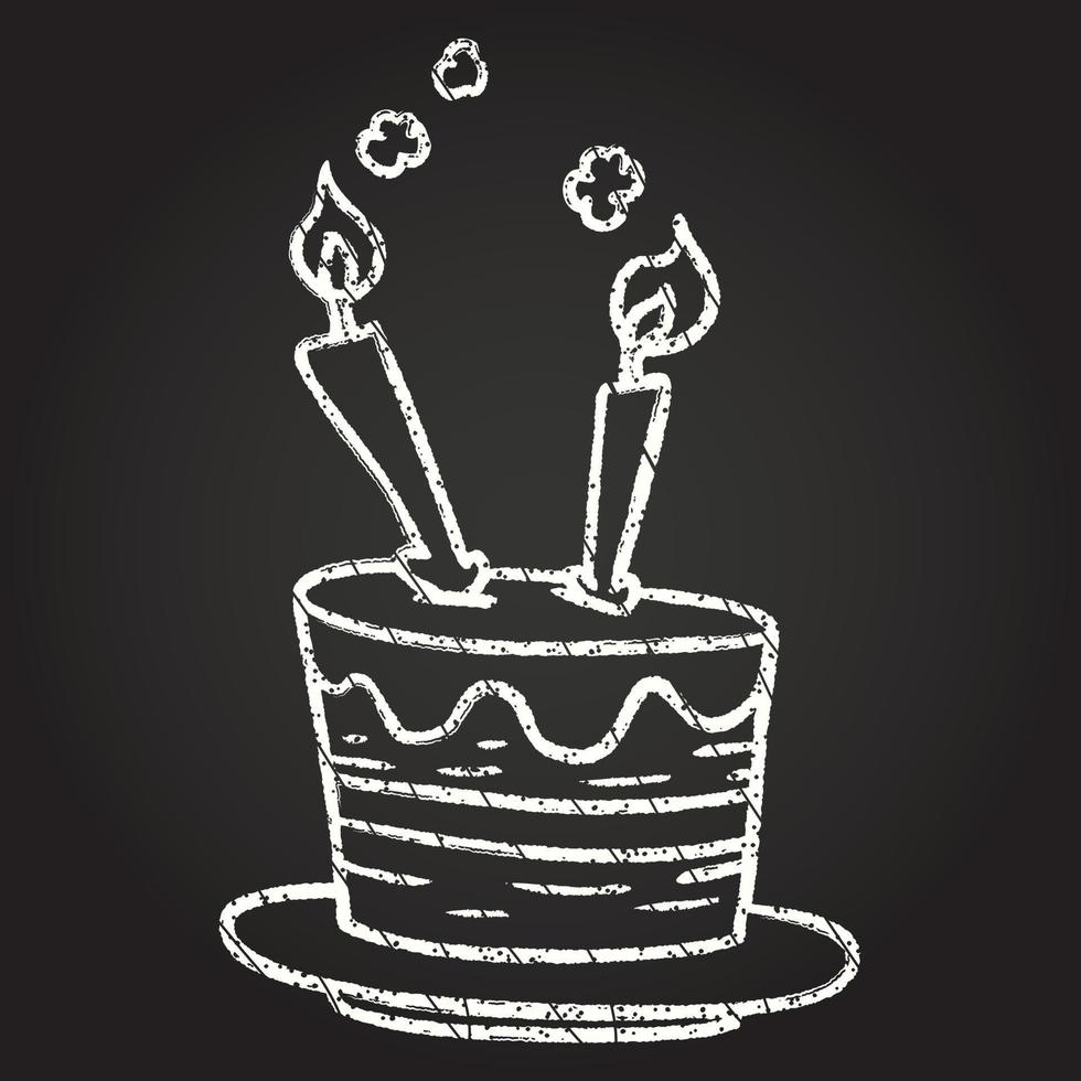 desenho de giz de bolo de aniversário vetor