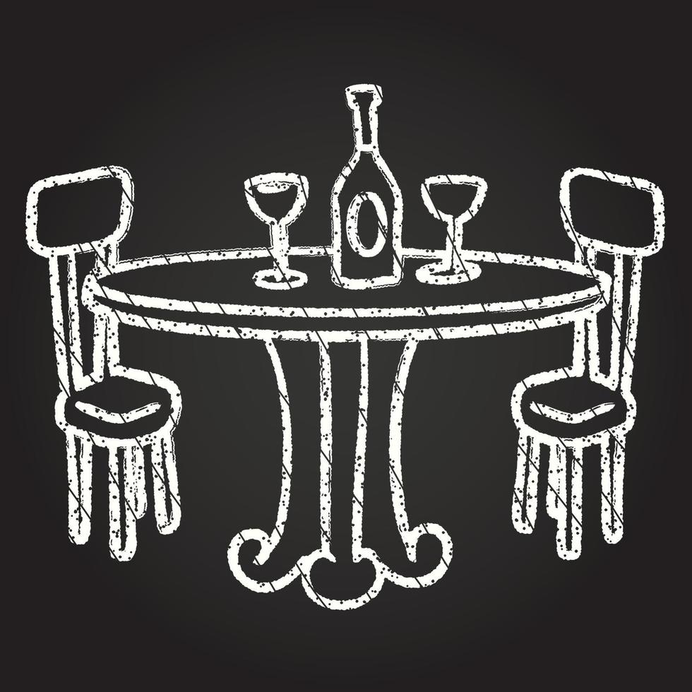 desenho de giz de mesa de restaurante vetor