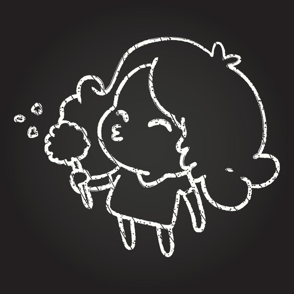 desenho de giz de mulher dente-de-leão vetor