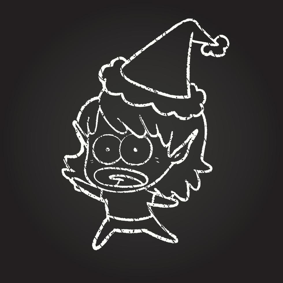 desenho de giz de duende de natal vetor