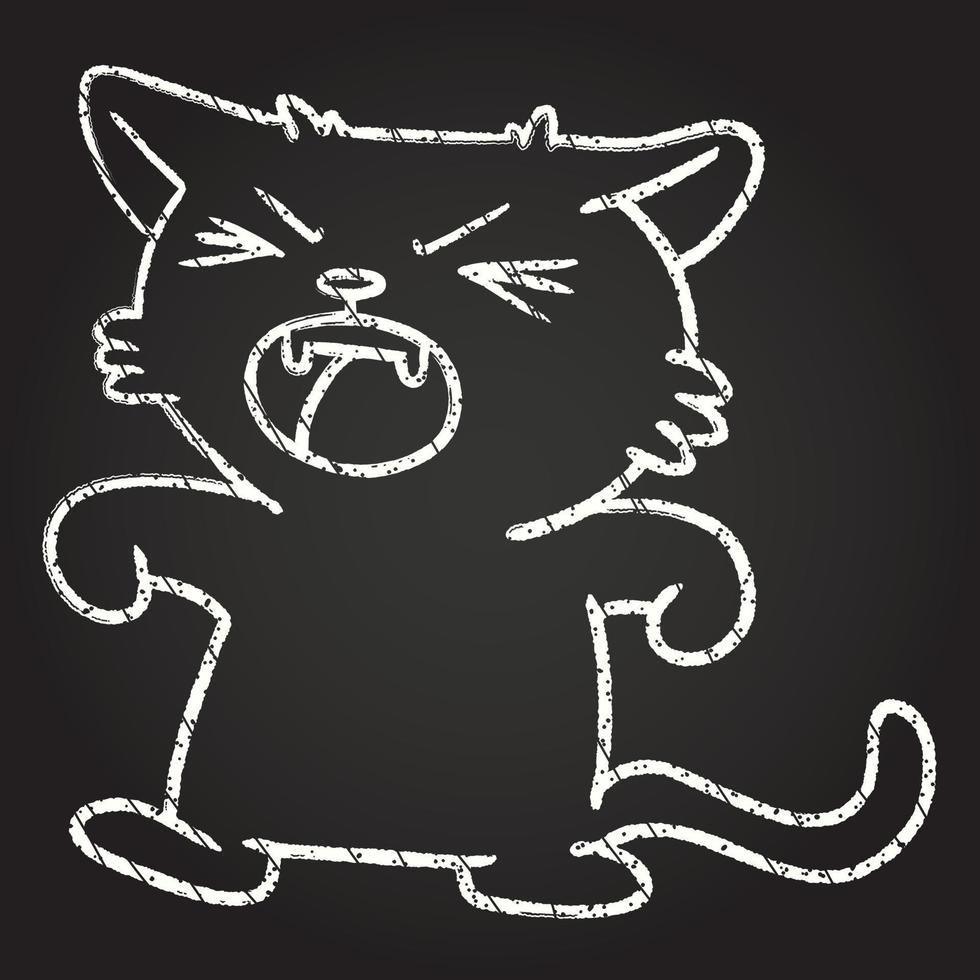 desenho de giz de gato bravo vetor