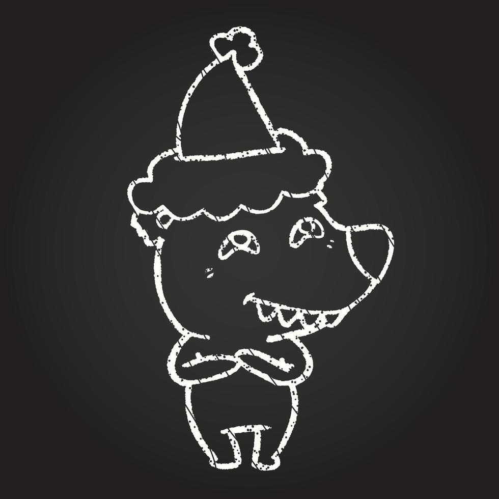 desenho de giz de urso de natal vetor