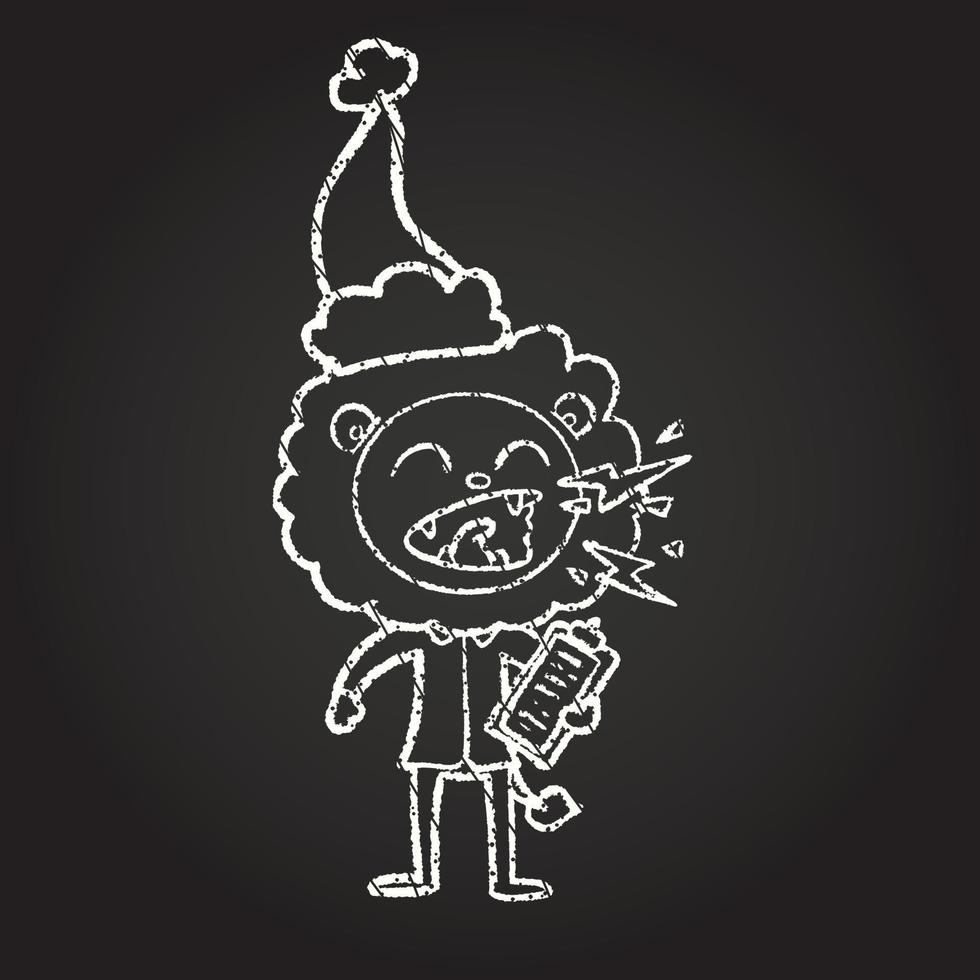 desenho de giz de leão de natal vetor