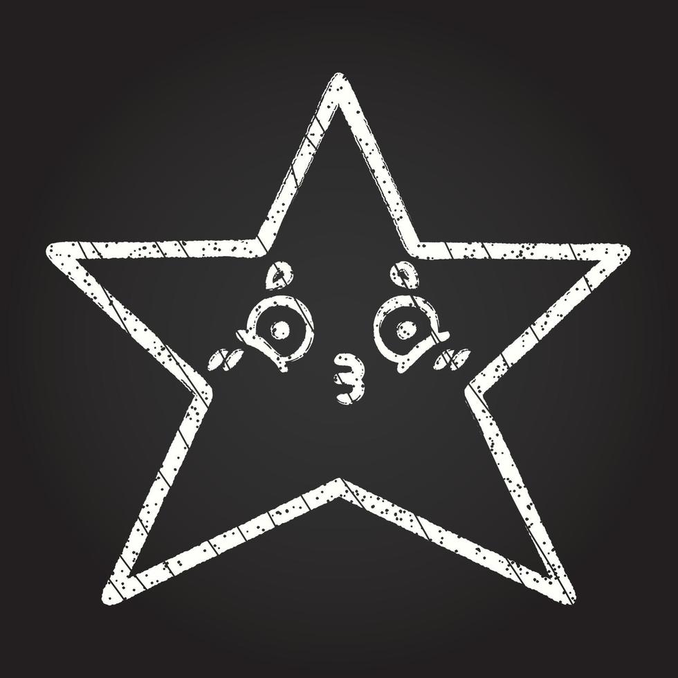 estrela com desenho de giz de rosto vetor