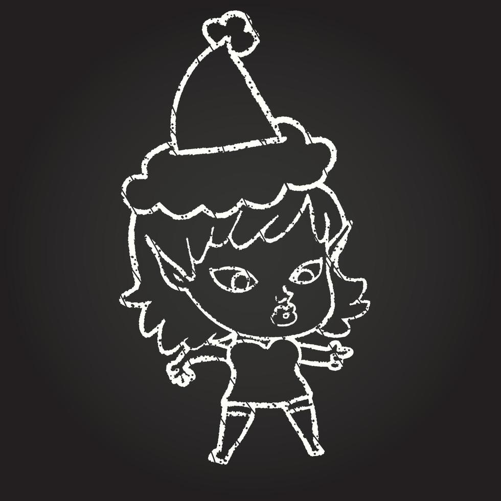 desenho de giz de duende de natal vetor