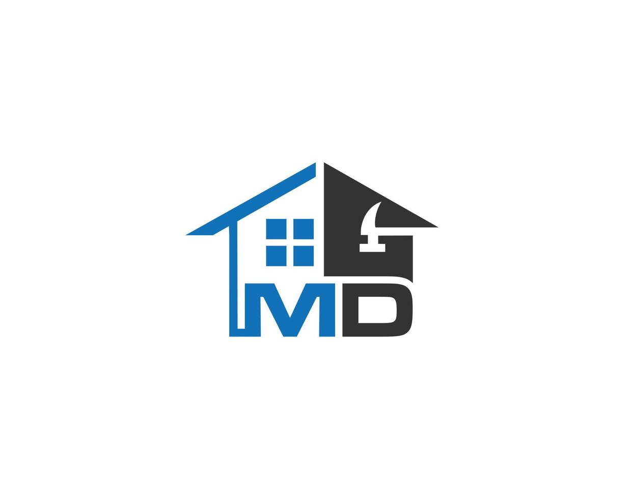 md letter serviço doméstico e modelo de vetor de design de logotipo de conceito de reparo em casa.