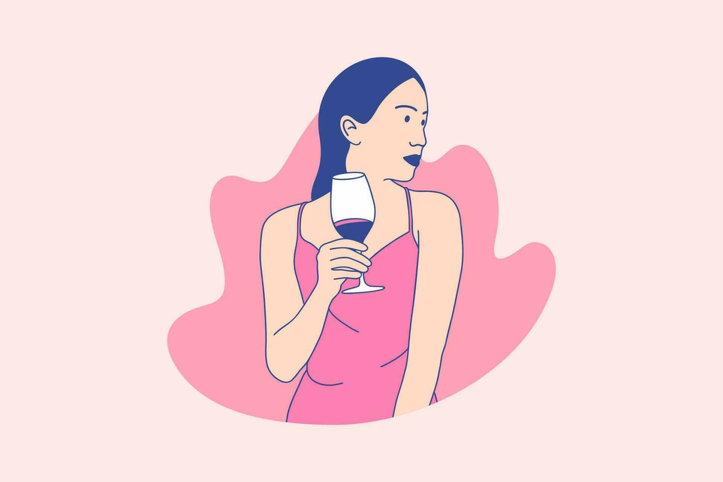 ilustrações mulher bonita gosta de segurar vinho merlot para o conceito de design do dia internacional do merlot vetor