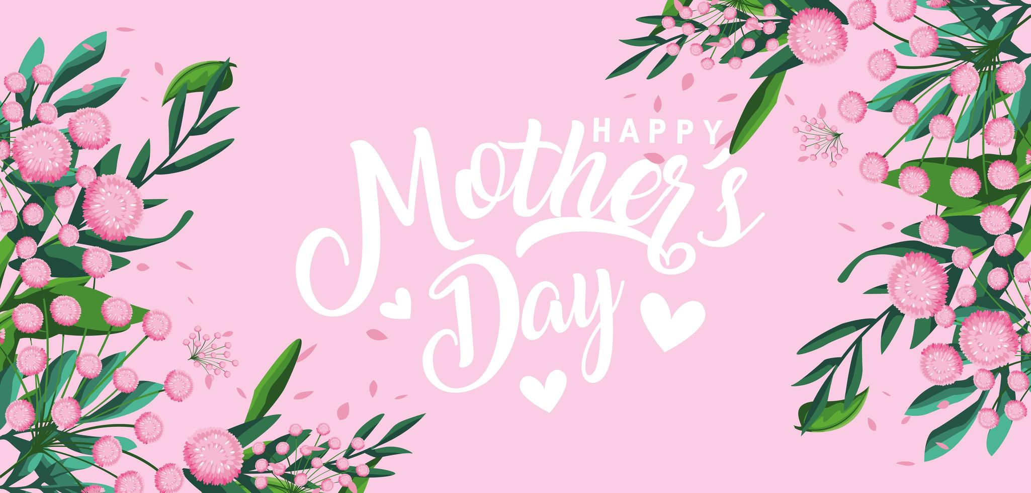 cartão de feliz dia das mães com decoração de flores vetor