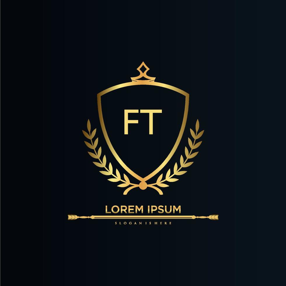 ft letra inicial com royal template.elegant com vetor de logotipo de coroa, ilustração em vetor logotipo de letras criativas.