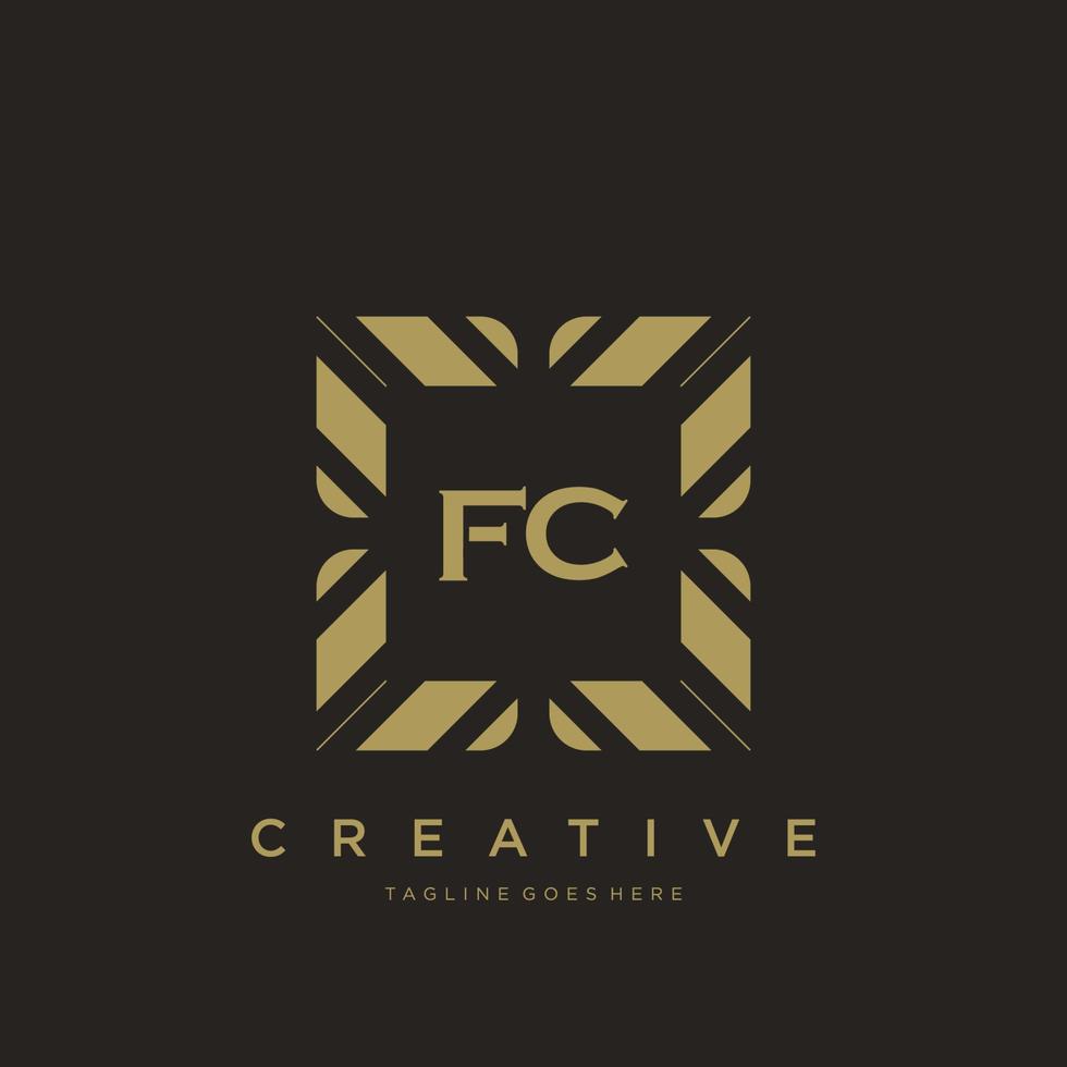 vetor de modelo de logotipo de monograma de ornamento de luxo de carta inicial fc