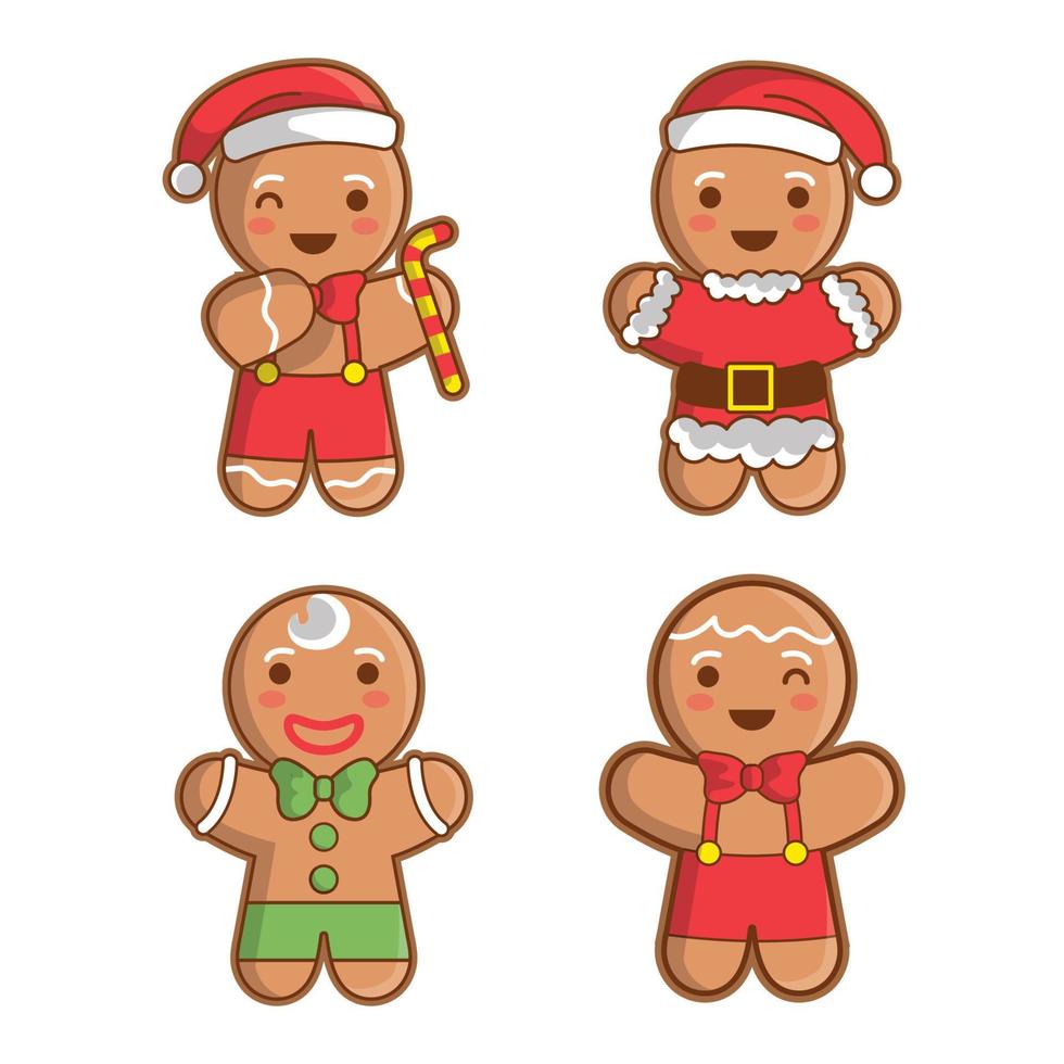 ilustração em vetor bonito chibi Natal gengibre homem.