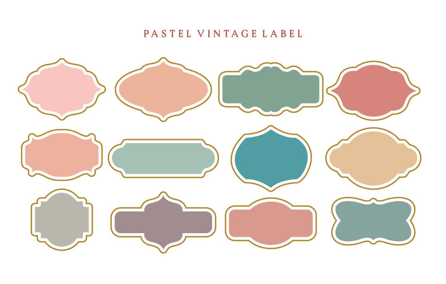 coleção de elementos de design de rótulo pastel vintage vetor