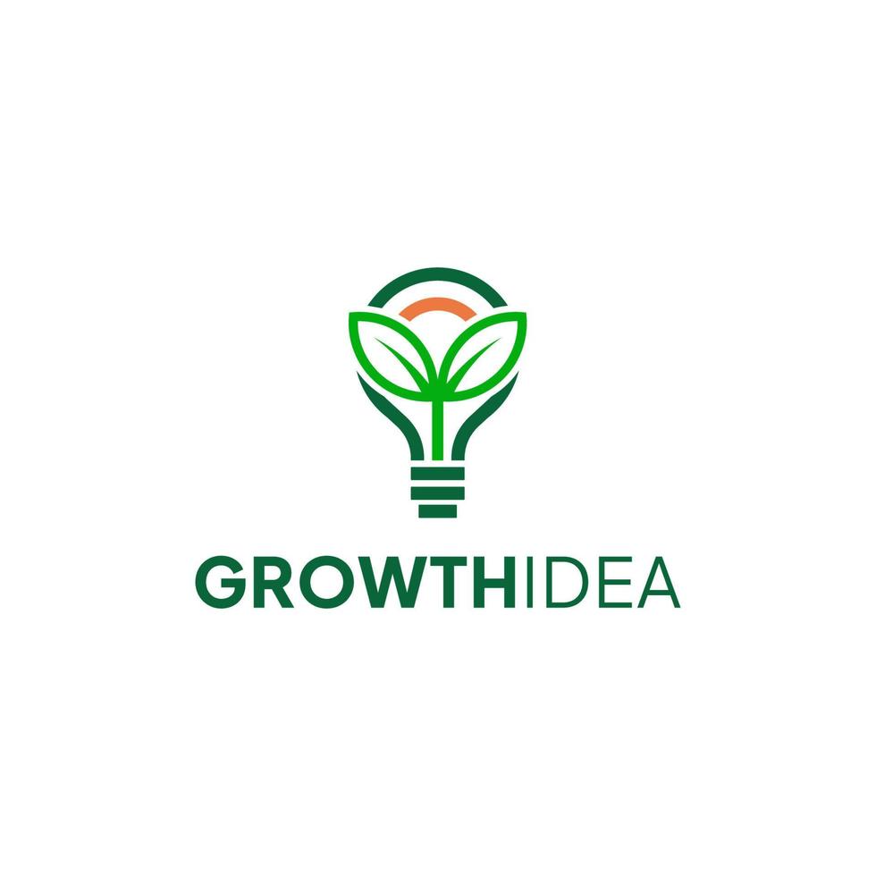 linha de crescimento de folha logotipo inovação ideia design criativo de bulbo verde vetor