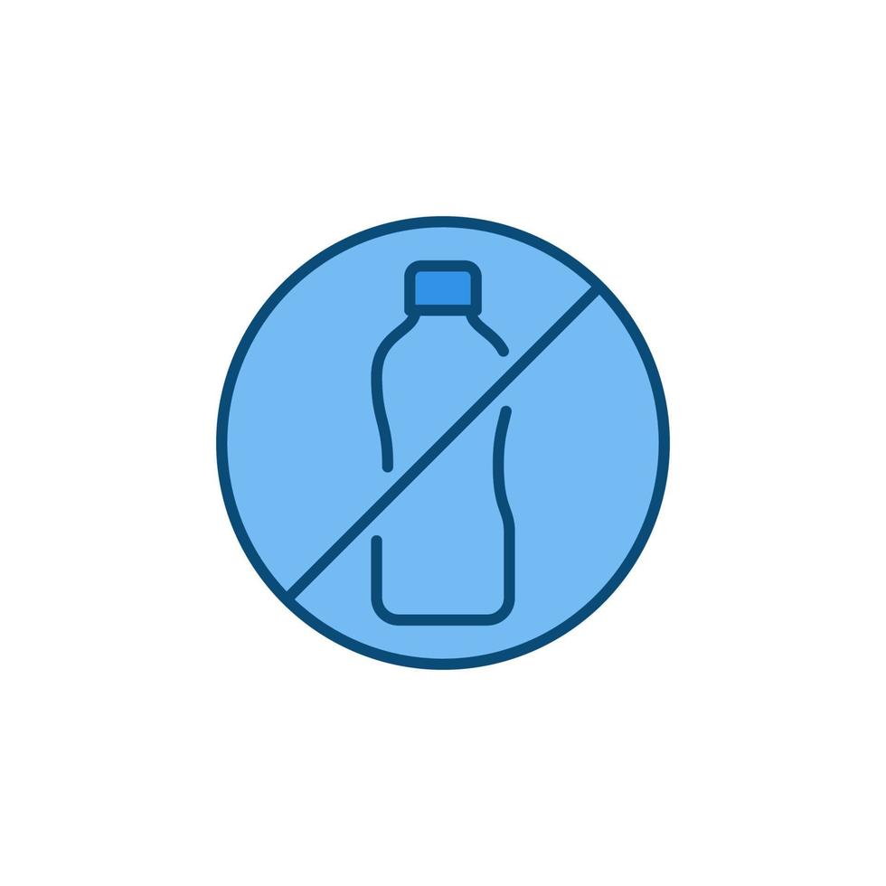 garrafas plásticas não permitidas conceito de vetor ícone azul