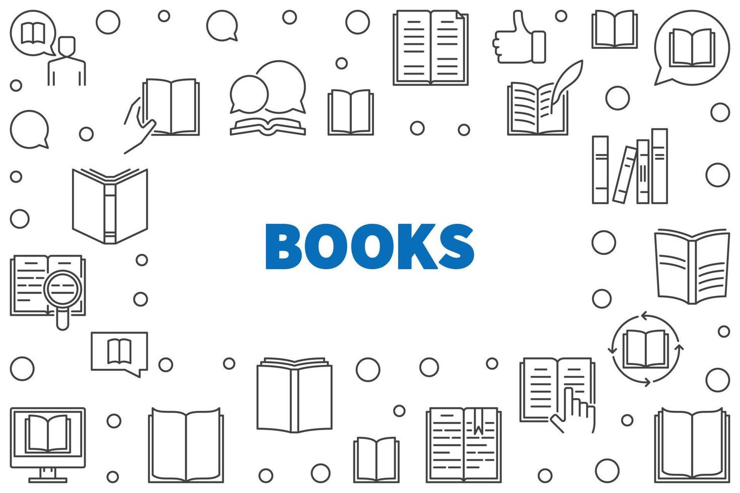 quadro de conceito de livros vetoriais feito com ícones de contorno de livro vetor