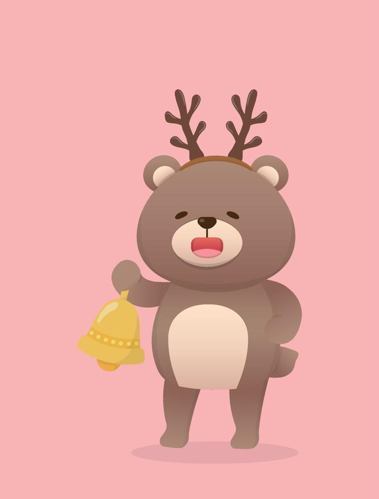 mascote de personagem de urso bebê fofo com elementos de natal e vestir-se, celebração feliz, estilo de desenho vetorial vetor