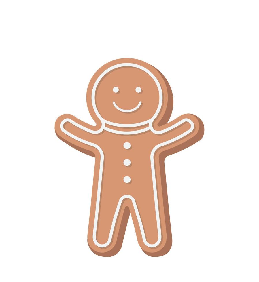 elementos do homem de gengibre de natal, comida de natal ou biscoitos, estilo de desenho animado vetorial vetor