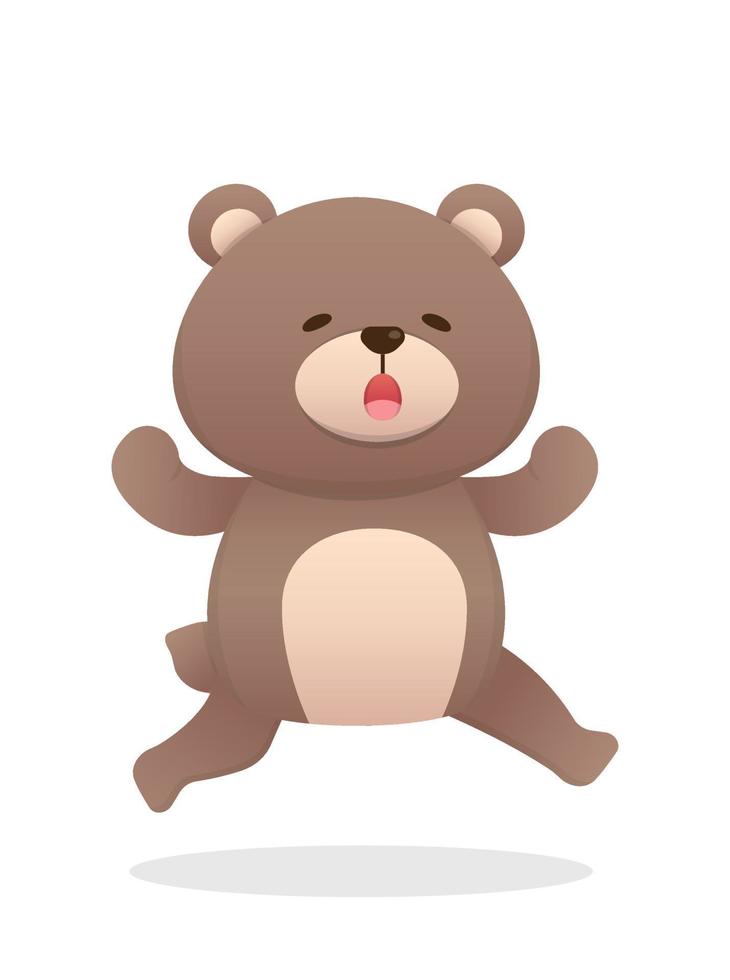 adorável bebê urso ou urso ou mascote de ursinho de pelúcia, boneca de desenho animado lúdico bonito, estilo de desenho vetorial vetor