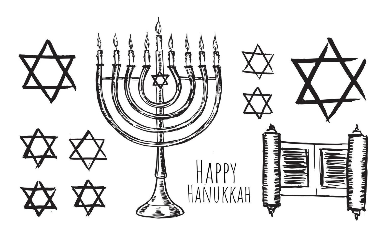 hanukkah com velas de férias, estrelas de david hebraicas. ilustração vetorial. vetor