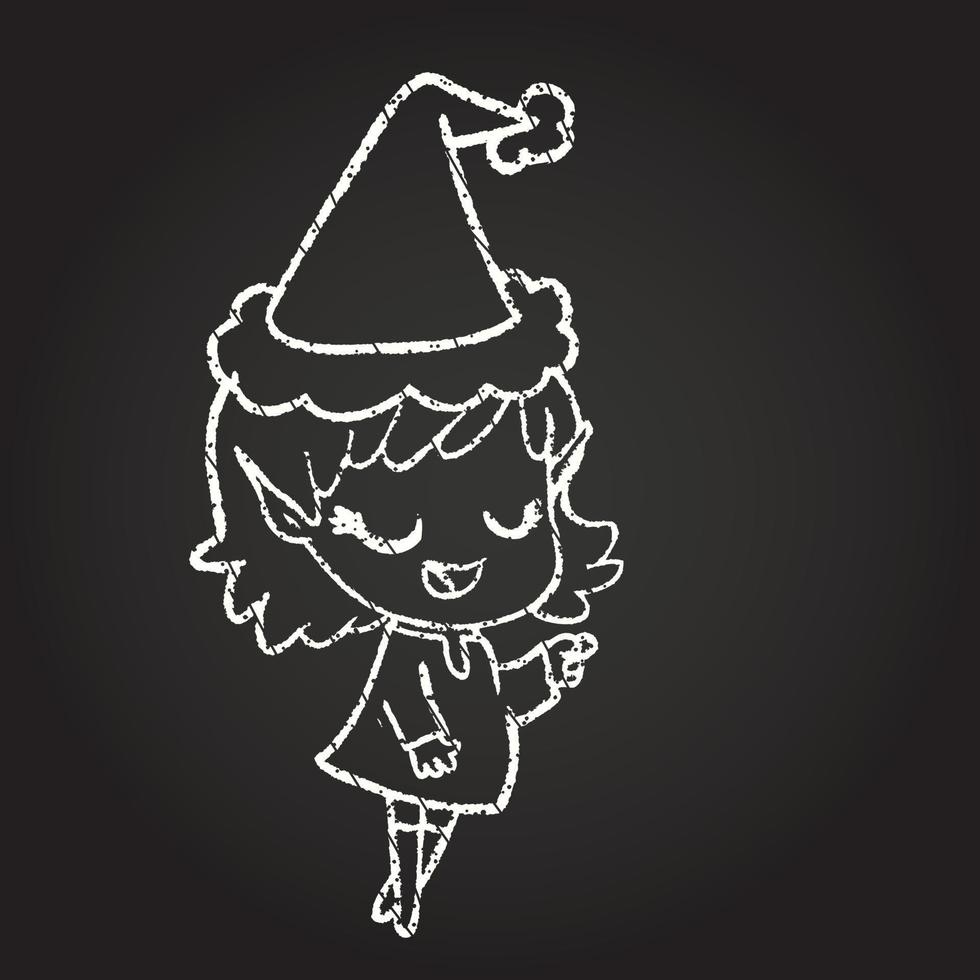 desenho de giz de duende de natal vetor