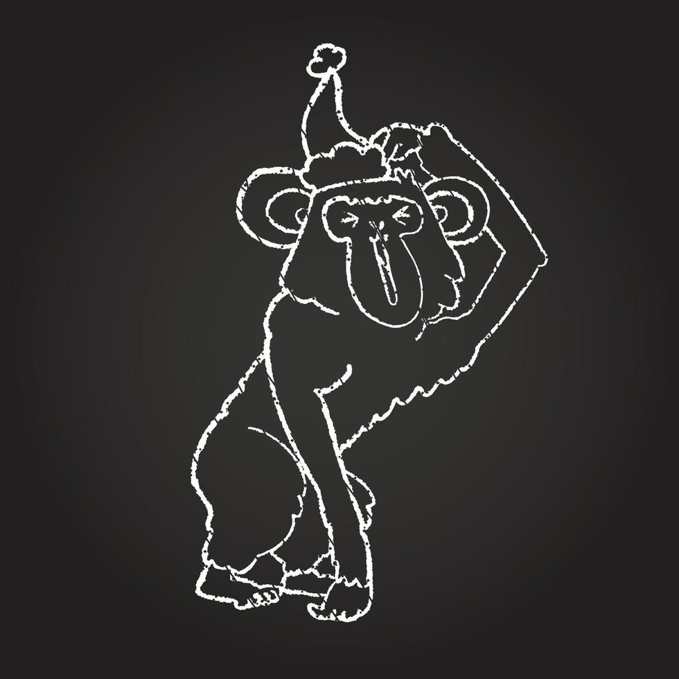 desenho de giz de macaco de natal vetor