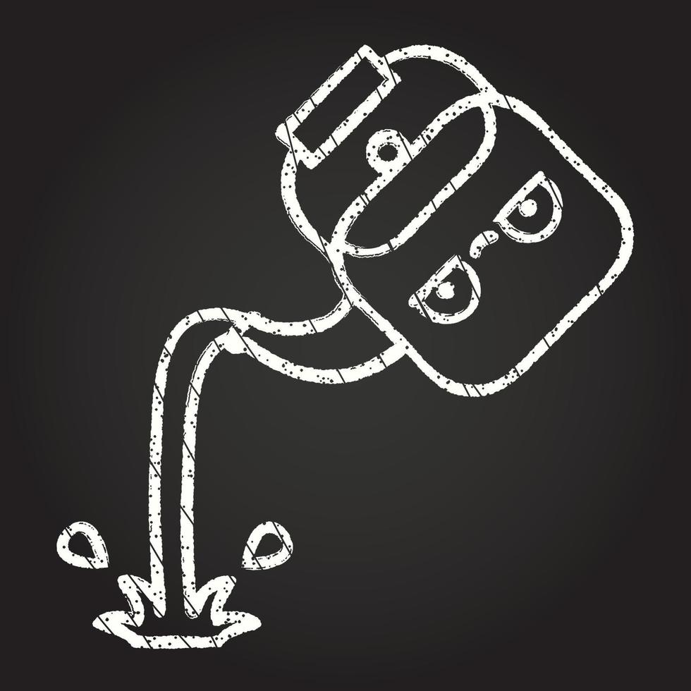 desenho de giz de chaleira de chá vetor