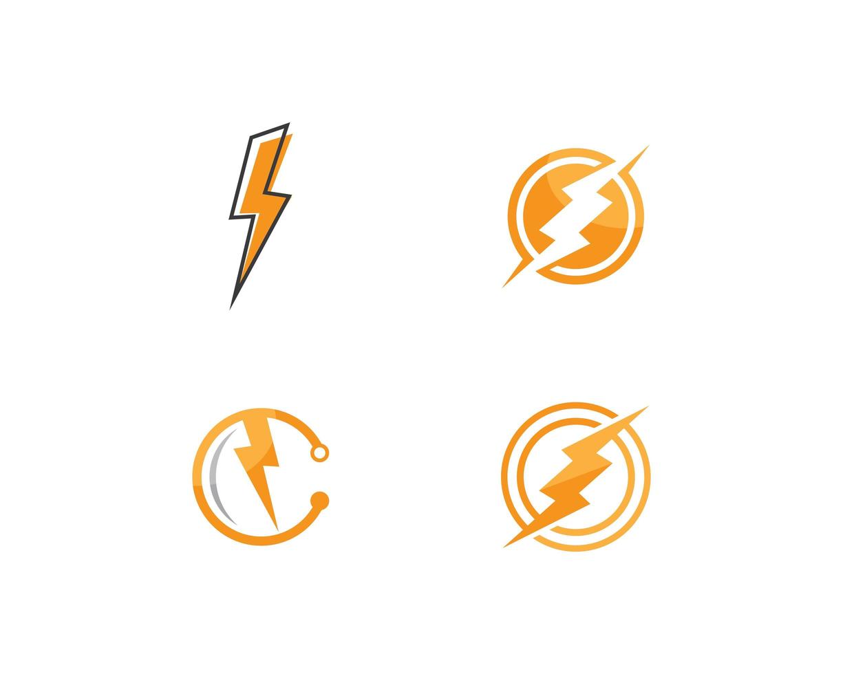 conjunto de logotipo thunderbolt vetor