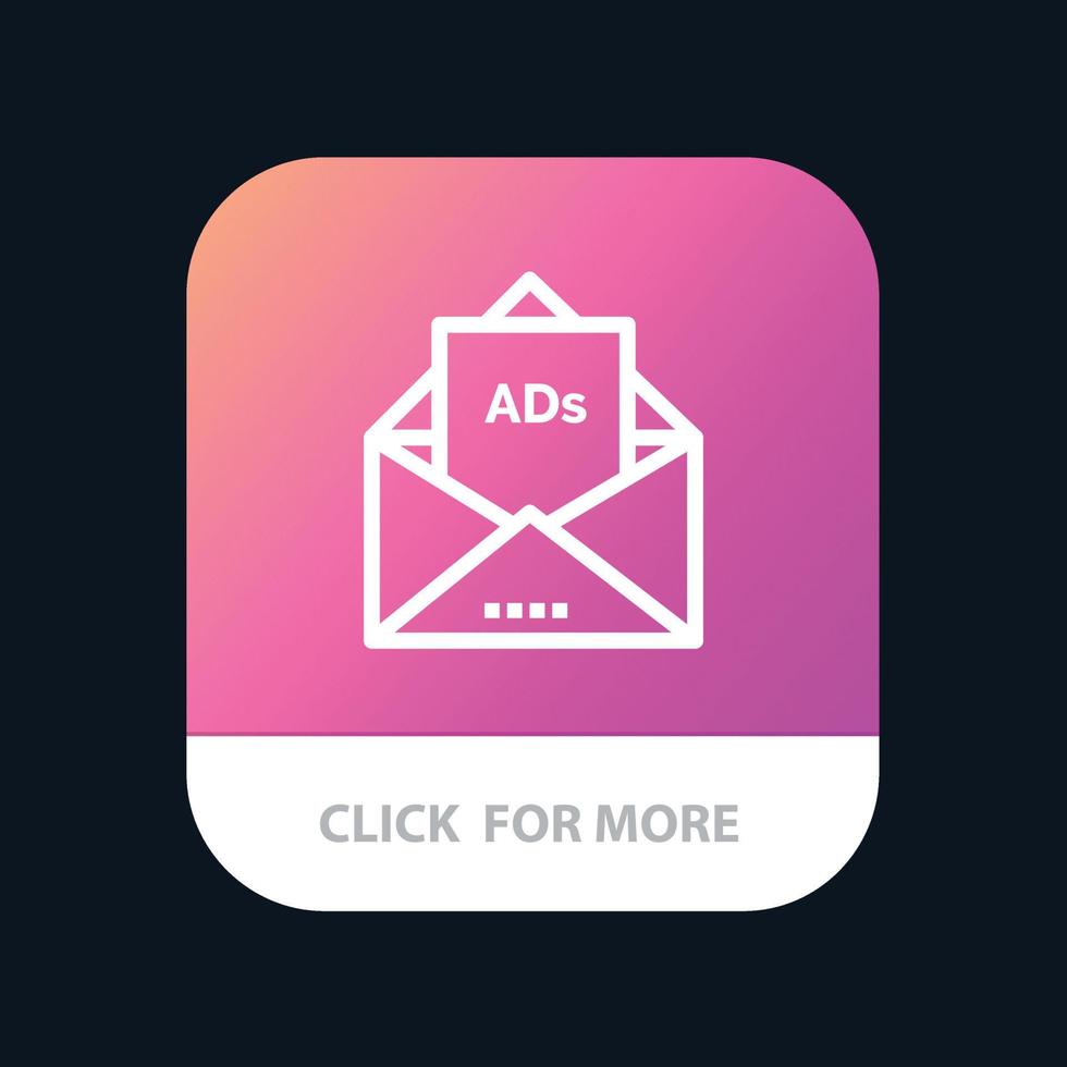 anúncio publicidade e-mail carta correio botão de aplicativo móvel versão de linha android e ios vetor
