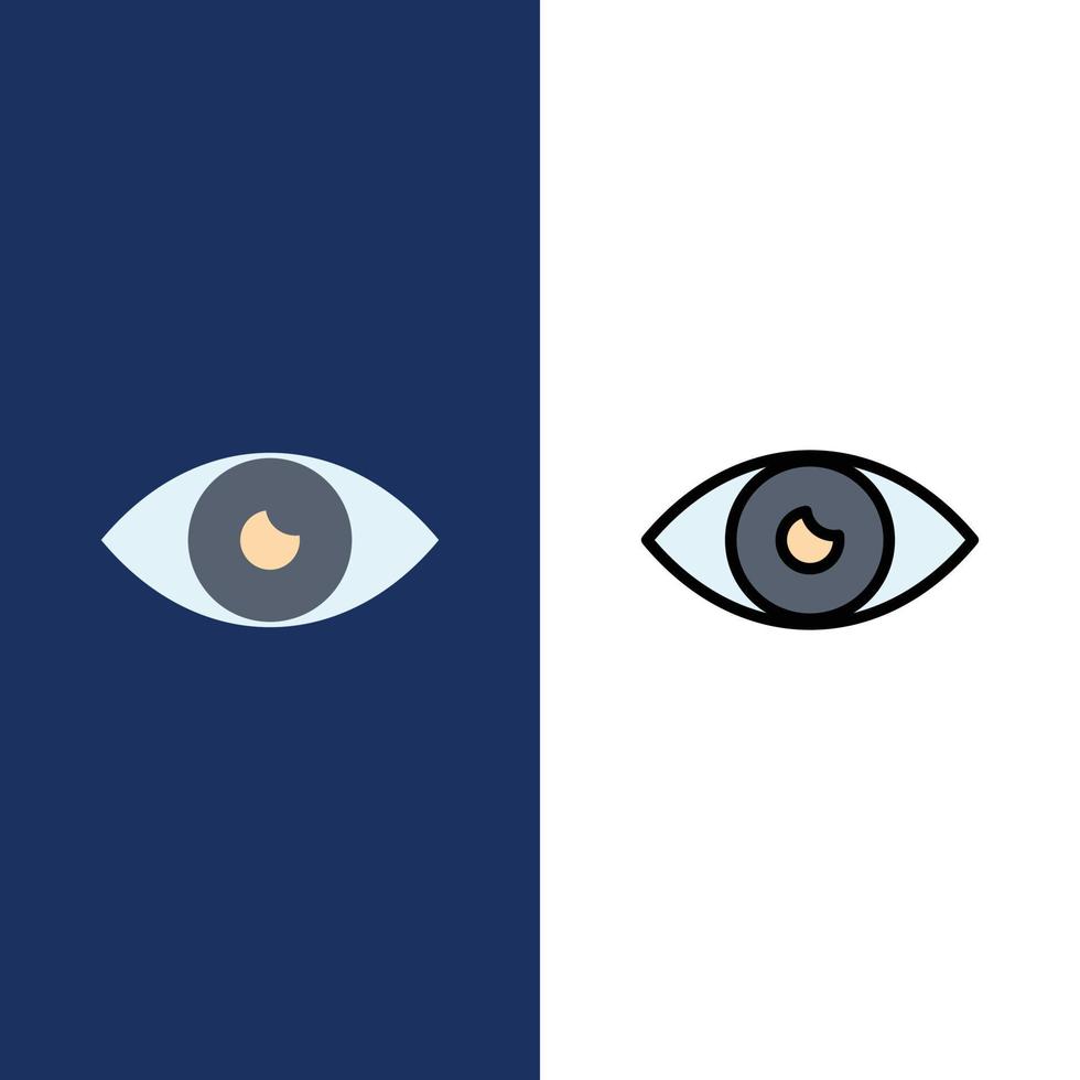 app design de ícone básico olho ícones móveis ícones planos e cheios de linha conjunto de ícones vector fundo azul