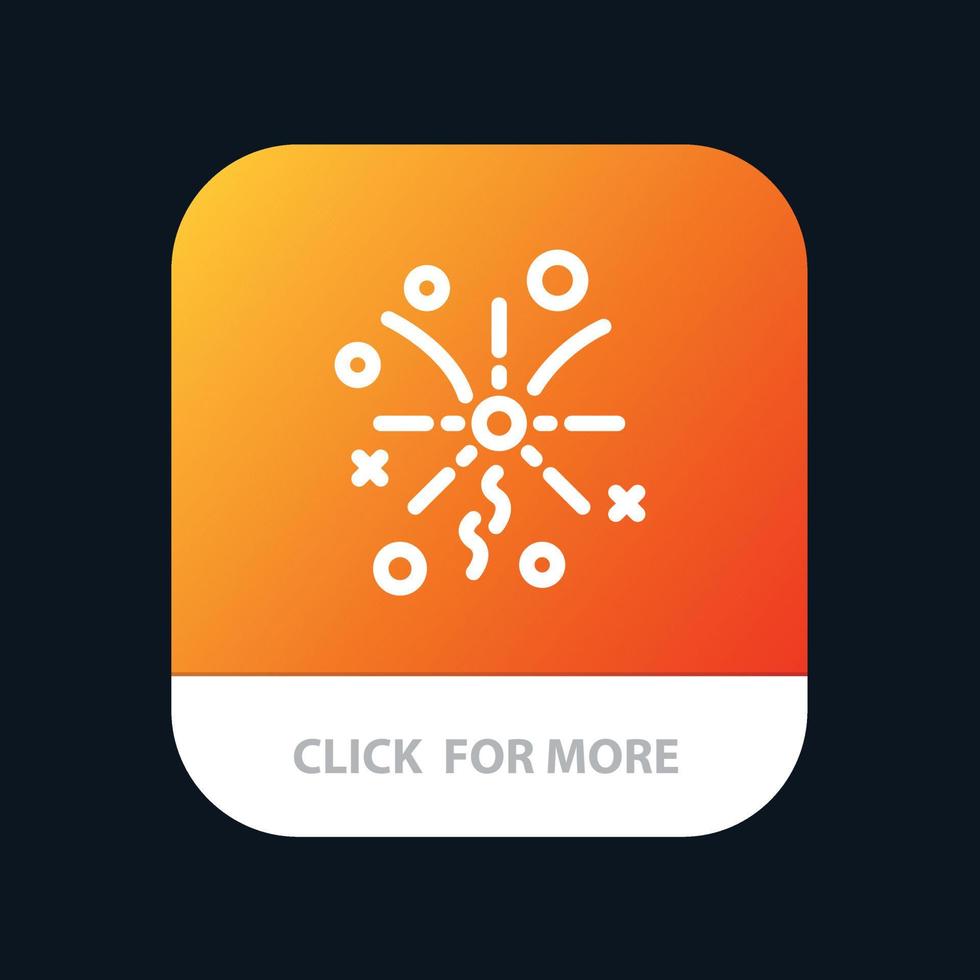 botão de aplicativo móvel de celebração de luz de fogos de artifício versão de linha android e ios vetor