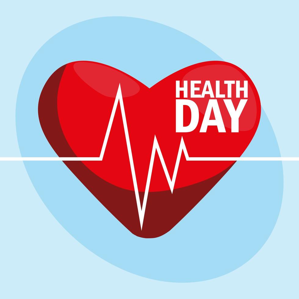 cartão do dia mundial da saúde com coração vetor