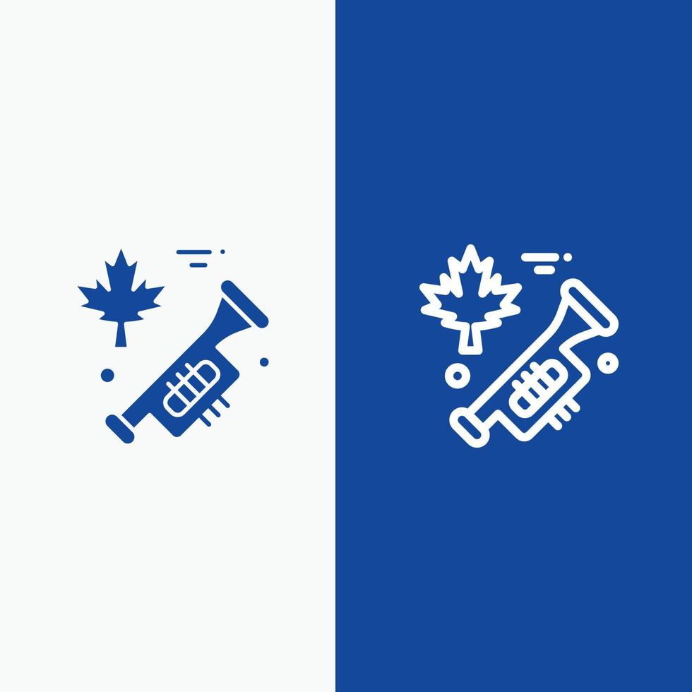 canadá alto-falante laud line e ícone sólido de glifo banner azul linha e ícone sólido de glifo banner azul vetor