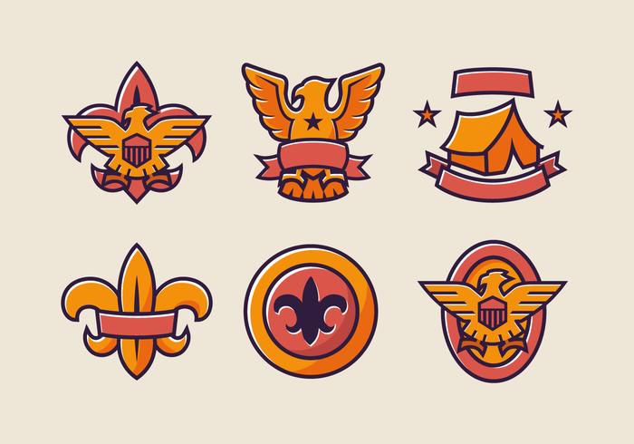 Pacote de vetores a cores de emblemas Eagle Scout