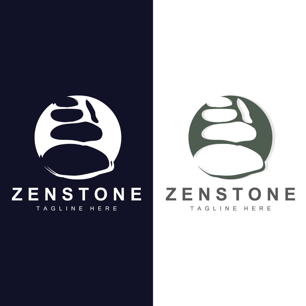 design de logotipo de pedra de equilíbrio, pedra de terapia vetorial, pedra de massagem, pedra quente e zenstone, ilustração de marca de produto vetor