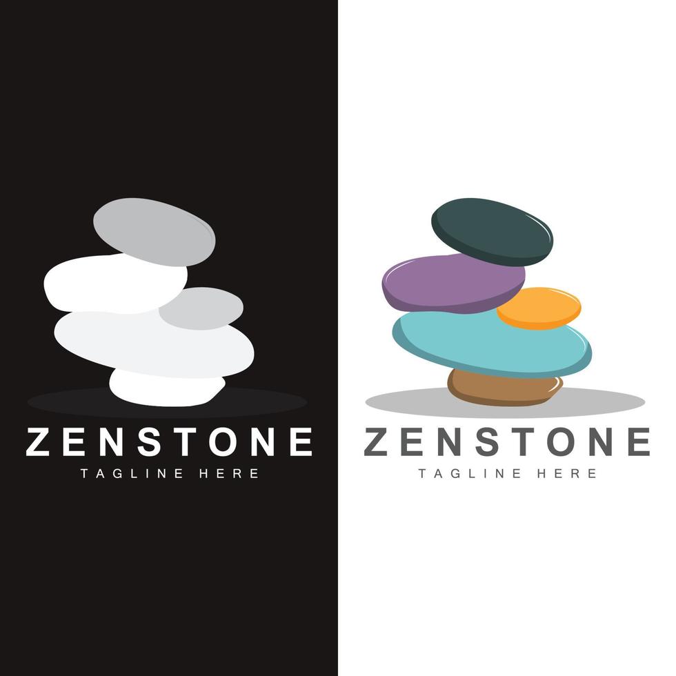 design de logotipo de pedra de equilíbrio, pedra de terapia vetorial, pedra de massagem, pedra quente e zenstone, ilustração de marca de produto vetor