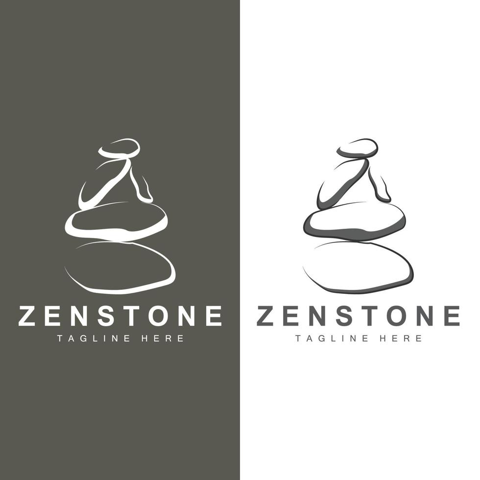 design de logotipo de pedra de equilíbrio, pedra de terapia vetorial, pedra de massagem, pedra quente e zenstone, ilustração de marca de produto vetor