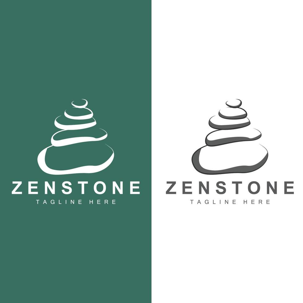 design de logotipo de pedra de equilíbrio, pedra de terapia vetorial, pedra de massagem, pedra quente e zenstone, ilustração de marca de produto vetor