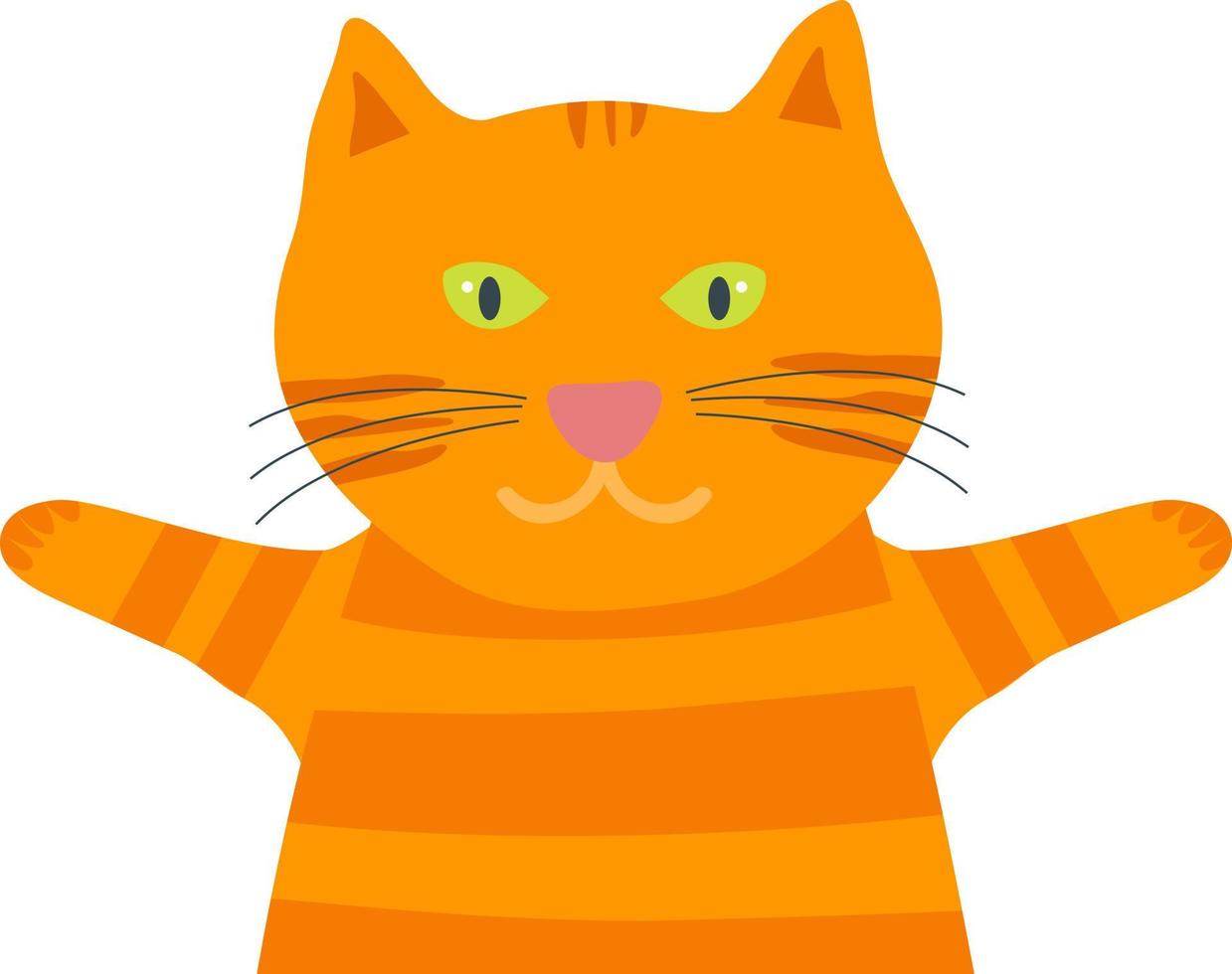 gato engraçado laranja espalhou suas patas para os lados. vetor