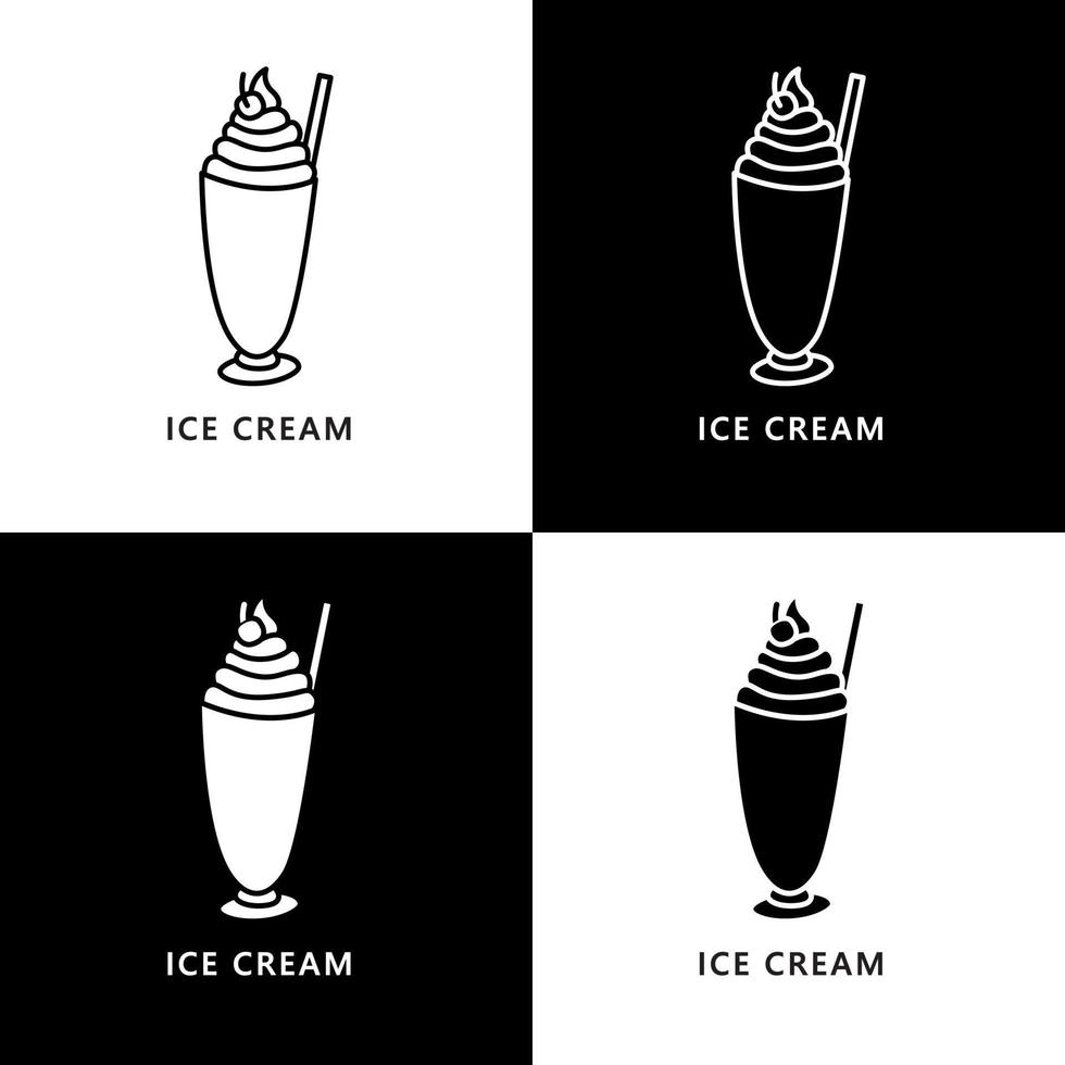 logotipo do copo de sorvete. ilustração de comida e bebida. símbolo de ícone de sobremesa doce vetor