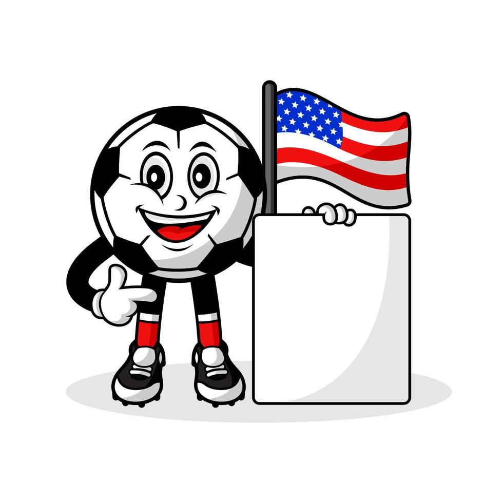 mascote cartoon futebol bandeira da américa com banner vetor
