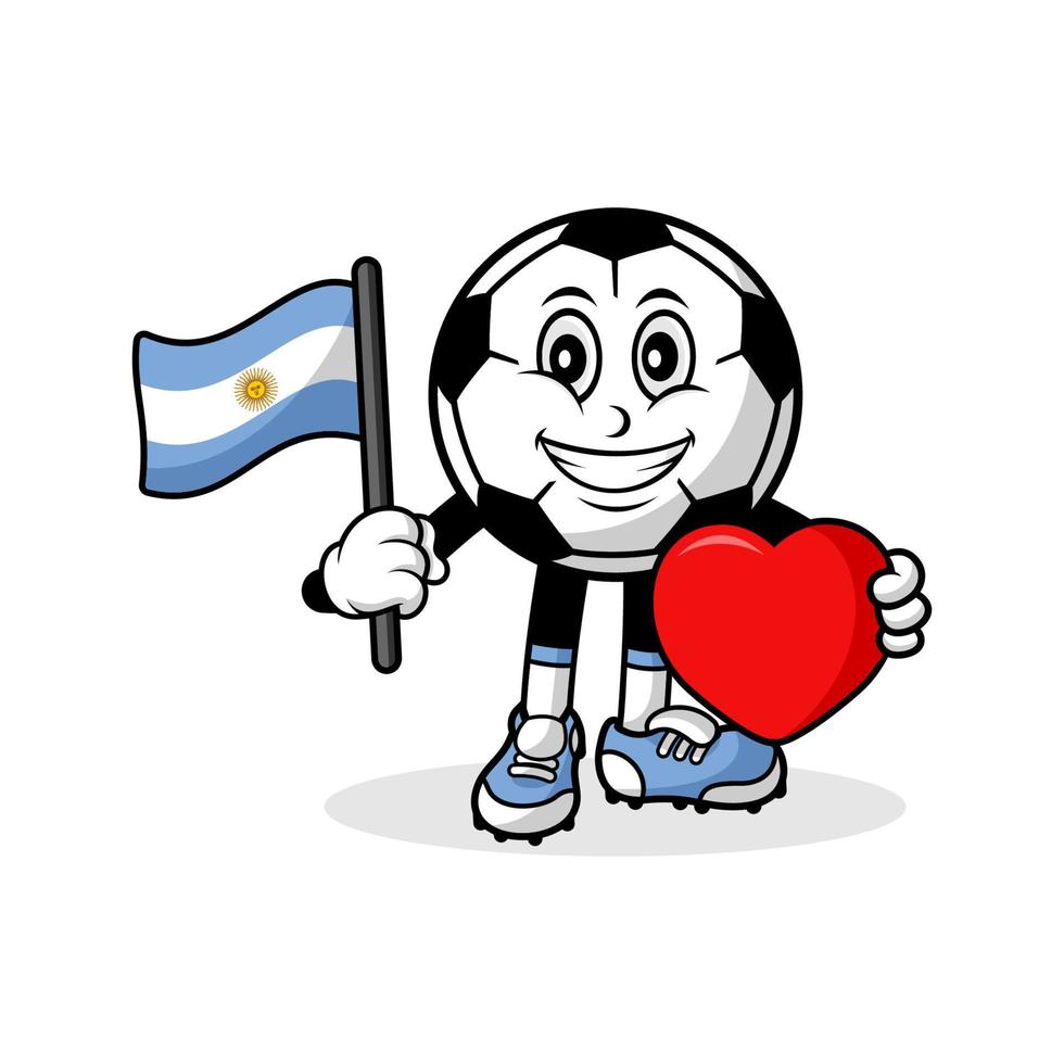 mascote desenho animado futebol amor argentina bandeira design vetor