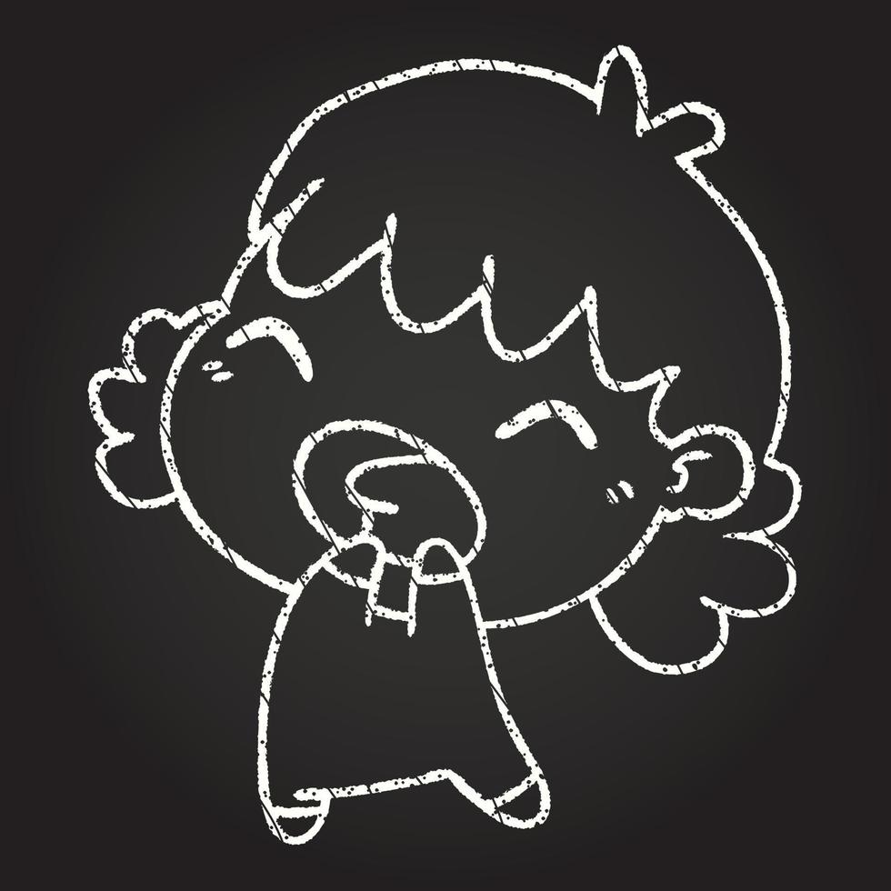 desenho de giz de menina bocejando vetor