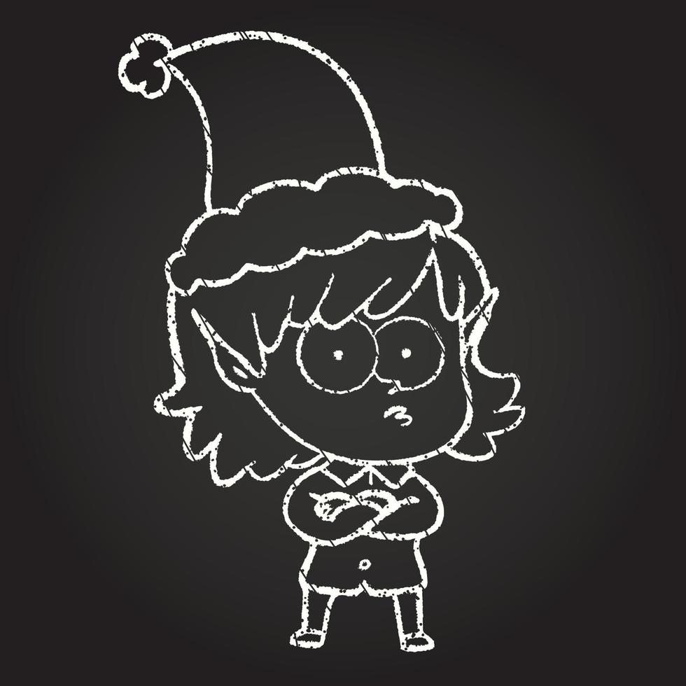 desenho de giz de duende de natal vetor