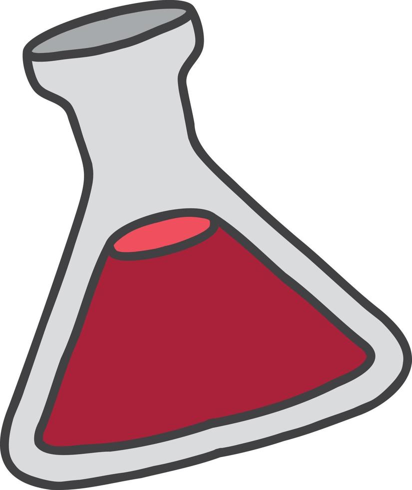 ilustração de garrafa de laboratório triangular desenhada à mão vetor