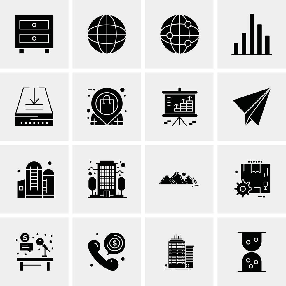 16 ícones de negócios universais vector ilustração de ícone criativo para usar em projetos relacionados à web e móveis
