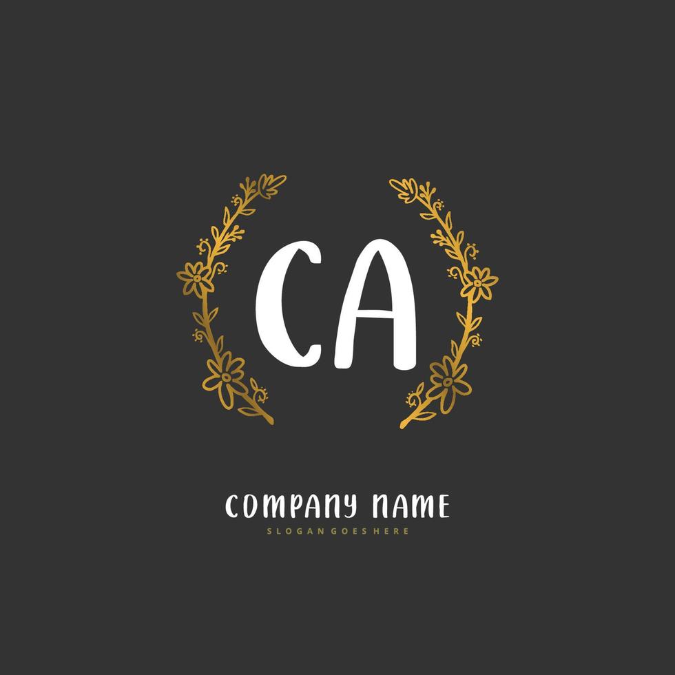 ca caligrafia inicial e design de logotipo de assinatura com círculo. logotipo manuscrito de design bonito para moda, equipe, casamento, logotipo de luxo. vetor