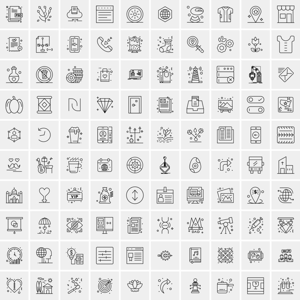 conjunto de 100 ícones de linha de negócios criativos vetor