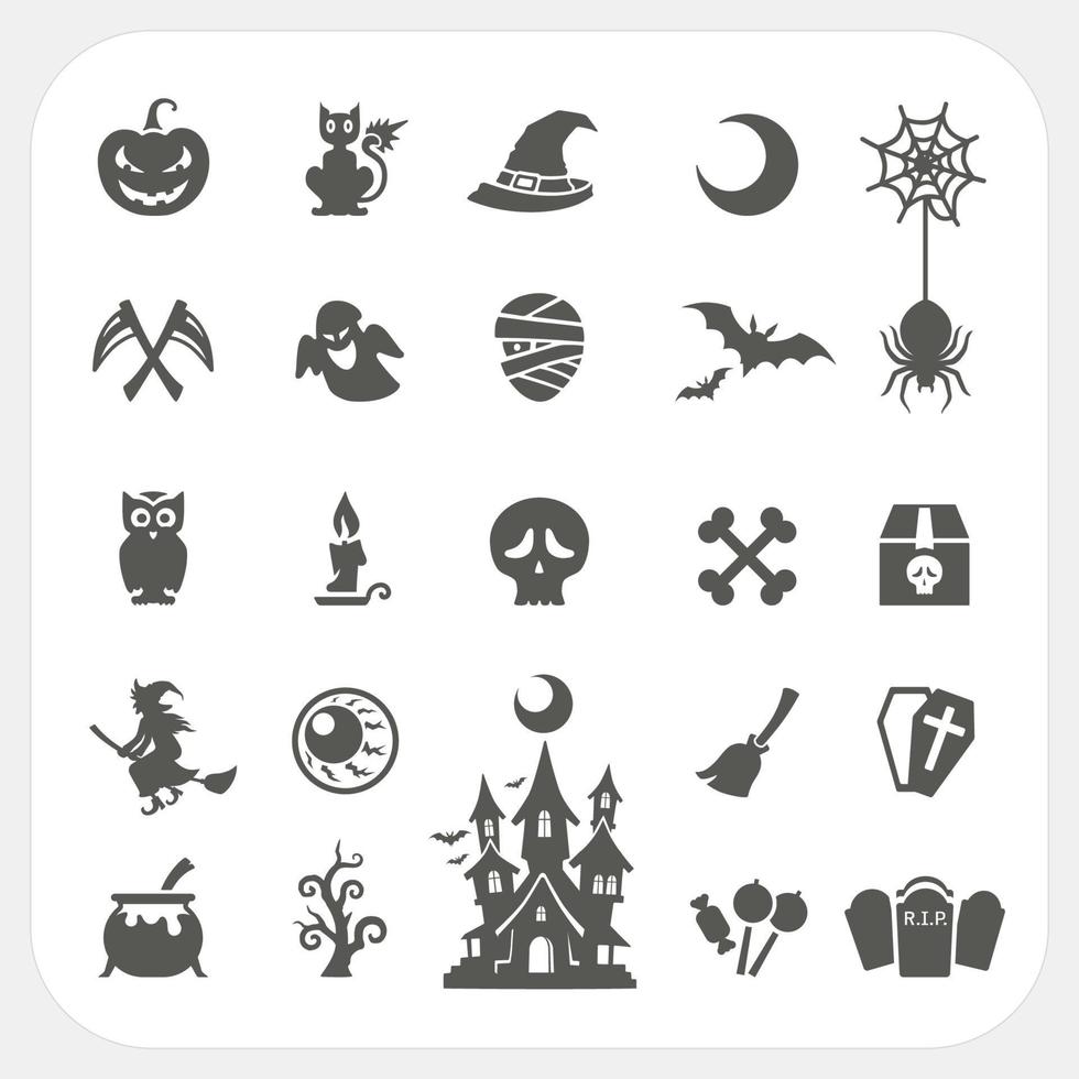 conjunto de ícones de festa de halloween com fundo de quadro vetor