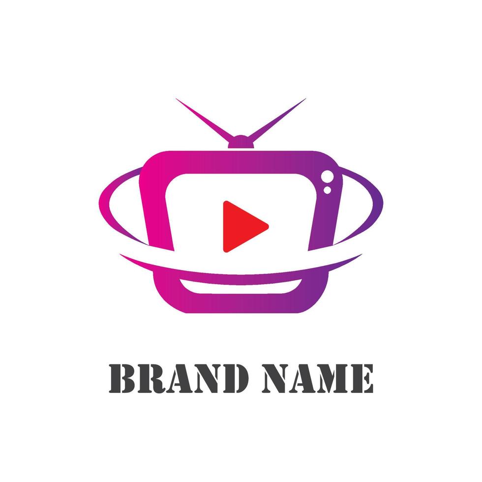 design de logotipo de tecnologia de tv vetor