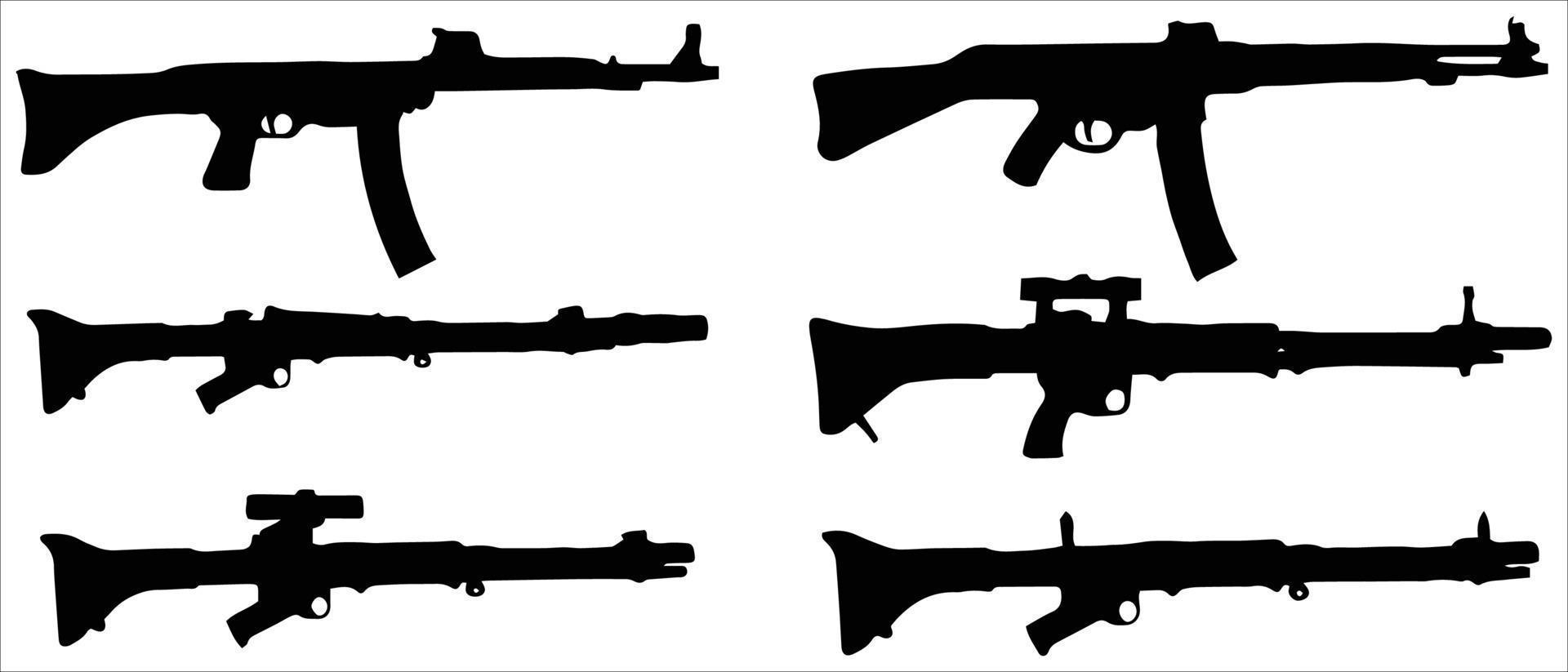 o conjunto de coleção de silhueta de arma vetor